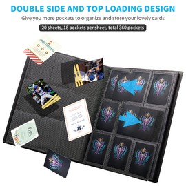 JIQEZNL Card Binder, 432 Pockets Upgraded Trading Card Binders, Cards Collection Binder 9 Pocket, Side Loading Yugioh Binder Book Holder for MTG, TCG, Sport, Football, Baseball Collector Cards - Black