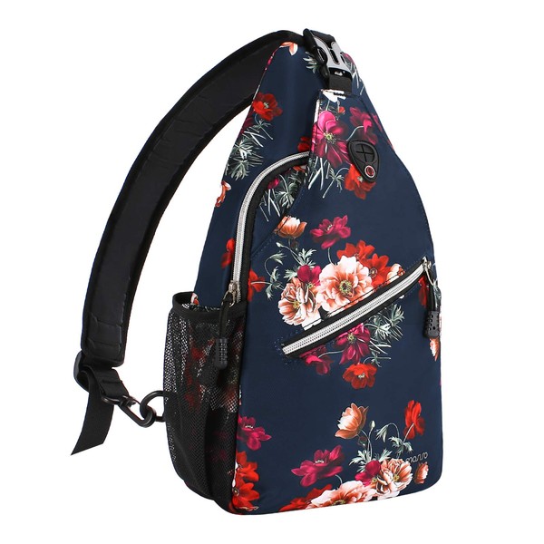 MOSISO Sling Backpack,Travel Hiking Daypack Cottonrose Crossbody Shoulder Bag, Blue