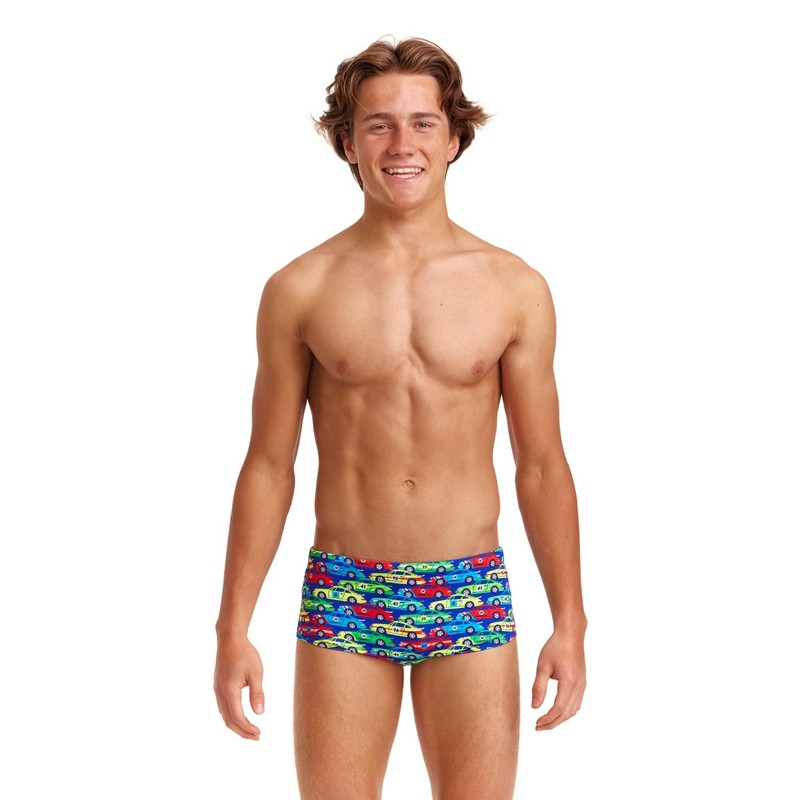 Funky Trunks Boys' Swimming Trunks, Children's Car Stacker Quick-Drying and