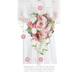 Yelinart 10 Inch Dusty Rose Wedding Bouquets for Bride Artificial Roses Flower Cascading Cascade Bridal Bouquet for Rustic Boho Fall Vintage Wedding Ceremony Party and Anniversary