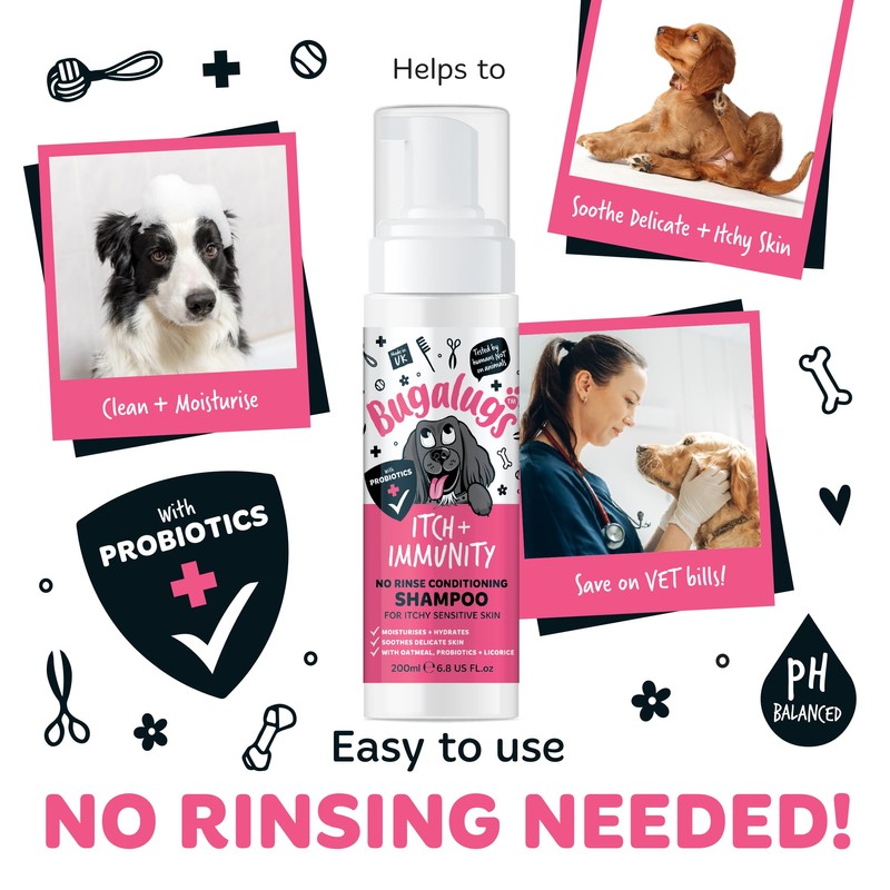 Bugalugs Itch & Immunity Dog No Rinse Shampoo Sensitive Skin