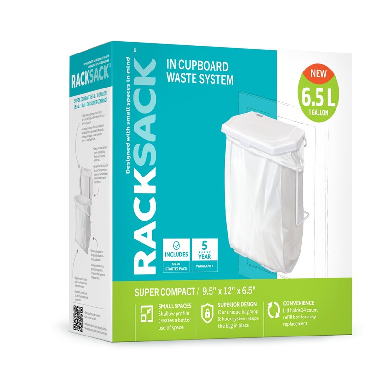 Rack Sack Super Compact Bathroom Garbage Can, Garbage Can with