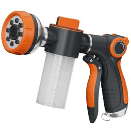 Hongmai Garden Hose Nozzle,8 Patterns Hose Sprayer High Pressure,Heavy Duty Dog Wash,Metal Water Hose Nozzle with Soap Dispenser,Car Wash Foam Gun