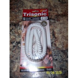 TRISONIC New Trisonic Choice: 15 ft or 25 ft WHITE or IVORY Modular Coil Telphone Cord - 25 ft WHITE TS625 Coil Card