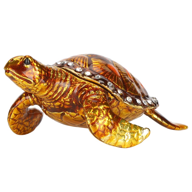 Tortoise Figurine Electroplated Turtle Jewelry Trinket Storage Box Ornament with