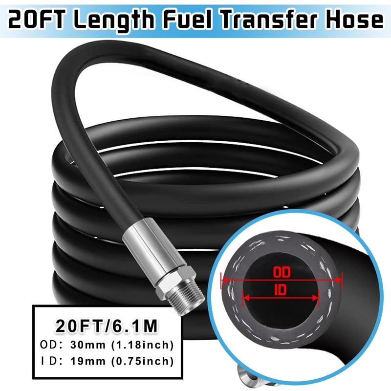 Boltigen 3/4" Fuel Transfer Hose, 20FT Farm Pump Tube Fuel