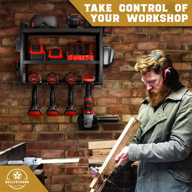 BUILTSTRONG Power Tool Organizer Wall Mount - 3-Tier Heavy-Duty Metal