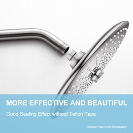 OFFO Shower Arm with Flange, 10 in Brushed Nickel Wall Mount Replacement Angle Shower Head Arm Wall-Mounted For Fixed Shower Head & Handheld Showerhead
