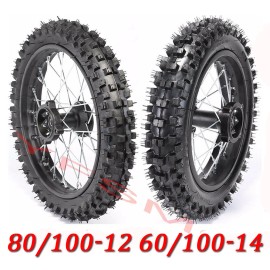 Unbranded 80/100-12 +60/100-14 Wheel Tire Rim for Pit Dirt Bike Motocross 90cc 110cc 125cc