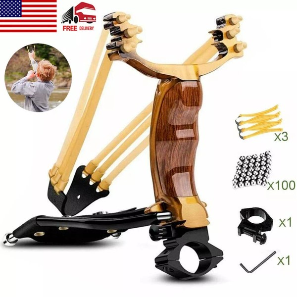 Unbranded Pro Hunting Slingshot with Folding Wrist Support High Velocity