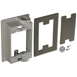 1-Gang Weatherproof Extension Adapter, Swing Arm, Two 1/2 in. Threaded Outlets, Gray