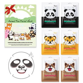 evpct 6 Pack Animal Cartoon Face Sheet Masks Set, Kids Face Masks Spa for Teens Skin Care, Girls Facial Mask Spa Day Birthday Sleepover Party Supplies kit for Teen Girls All Skin Types Korean Mask 01