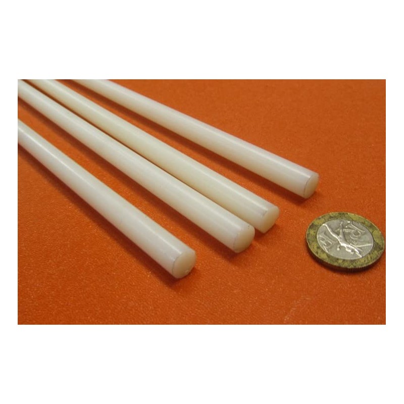 Natural Nylon Extruded Round Rod .375" (3/8") x 5 Ft