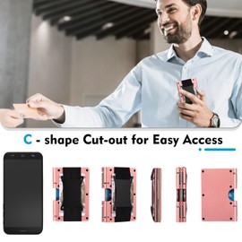 Funifinds Wallet For Men - Reinvented Design Men's Wallet - Slim, Minimalistic & Seamless, Blocks RFID Scanners (Aluminum Pink)