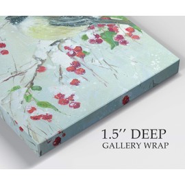 Renditions Gallery Animals Wall Art Paintings & Prints Holly Berries and Chickadee Christmsa Bird Abstract Art Wall Prints for Bedroom Dining Living Room Office Home Kitchen Wall Decor - 24"X36" LT18