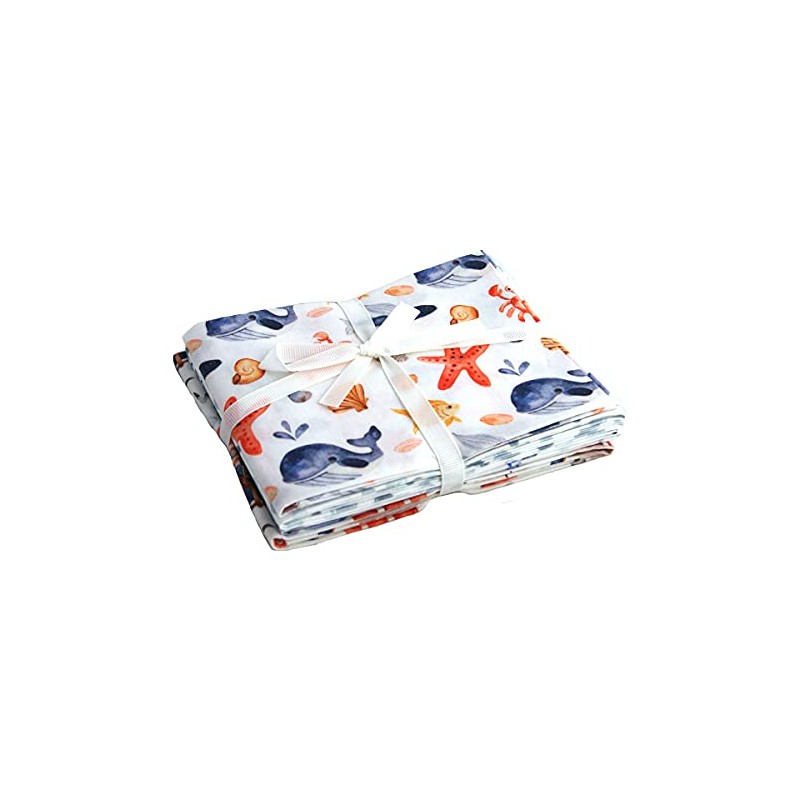 Sewing Online Fat Quarter Bundle 'Blue Sea Whales'. 5 pack