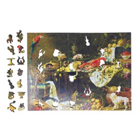 Wooden Jigsaw Puzzle for Adults - Uniquely Shaped Pieces - Made in The USA by FoxSmartBox - 262 Pieces - Banquet Still Life