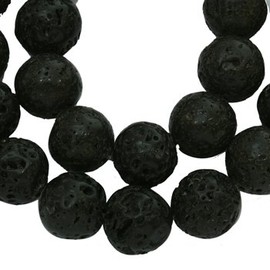 Black Lava Rock Beads Strand for Jewelry Making, Essential Oils, Bracelets (Round, 6mm)