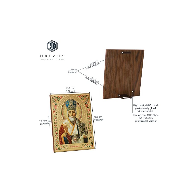 NKlaus 11411 Saint Nicholas of Myra Wood Icon 15 x