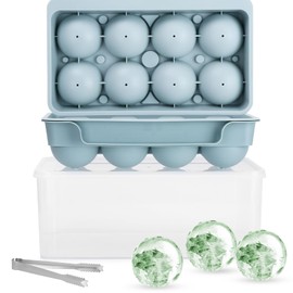 Large Ice Cube Molds, 2 Pack 2.5 Inch Reusable Ice Cube Molds, Ice Cube Tray with Lid and Bin, Leak-free Stackable Ice Molds Easy to Fill and Remove Square Large Ice Cube Molds (2-Blue)