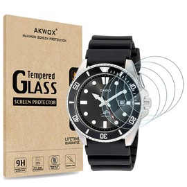(Pack of 4) Tempered Glass Screen Protector for Casio MDV106-1A, Akwox [0.3mm 2.5D High Definition 9H] Premium Clear Screen Protector for Casio MDV106-1A
