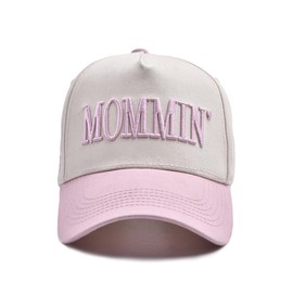 Vintage Two-Tone Women's Baseball Cap, Mommin Trucker Hat for Women & Men, Adjustable Baseball Cap, Mother Day Ponytail Hat for Running, Gym, Fashion, Office and Outdoor Pink