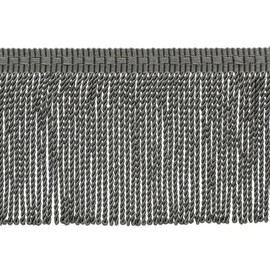 DÉCOPRO 3" (7.5cm) Basic Trim Collection Thin Bullion Fringe Trim with Fancy Woven Gimp Header (Style# BFTC3) Stone Grey #P05 (Dark Grey) Sold By The Yard (36"/3 ft/0.9m)