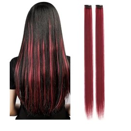 Clip-In Hair Extension Highlights Streaks x 2 burgundy