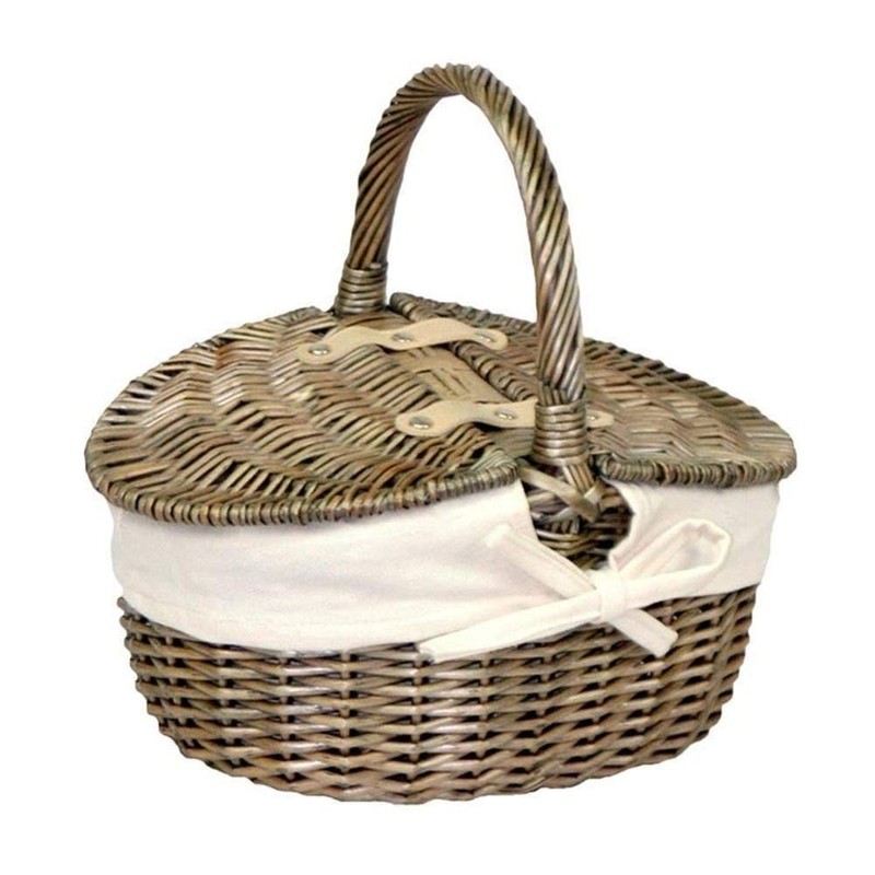 Red Hamper EH091 Wicker Small Antique Wash Double Lidded Oval