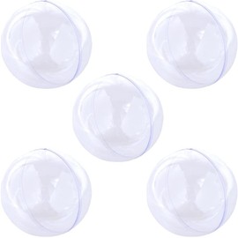 TKY Plastic Balls, Plastic Spheres, Ornaments, Balls, Decoration, Non-Piercing, Transparent, Hollow Spheres, Decoration, Storage, DIY, Set of 5 (5 cm)
