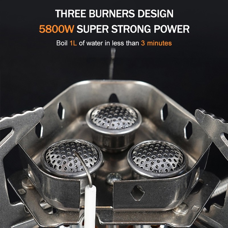 TOMSHOO 5800W Foldable Camping Gas Stove 3 Burners Piezo Ignition