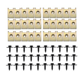 JNNJ Body Sheet Metal Nuts Screws Assortment, Mudguard Screw with Mudguard Nut, Body Mudguard Clip, Hex Screws, Thread Clip Nut Set (60 Pieces)