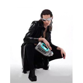 FEISEDY Gafas de sol envolventes futuristas ovaladas Cool Y2K visera gruesa vintage de los años 90 para hombres y mujeres B2951