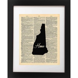 New Hampshire State Vintage Map Vintage Dictionary Print 8x10 inch Home Vintage Art Abstract Prints Wall Art for Home Decor Wall Decorations For Living Room Bedroom Office Ready-to-Frame Home