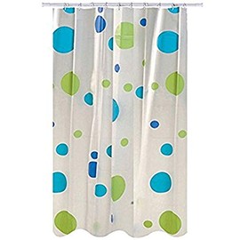 MSV Shower Curtain Blue Circles of of Polyvinyl Acetate 180x200cm, Multi-Colour
