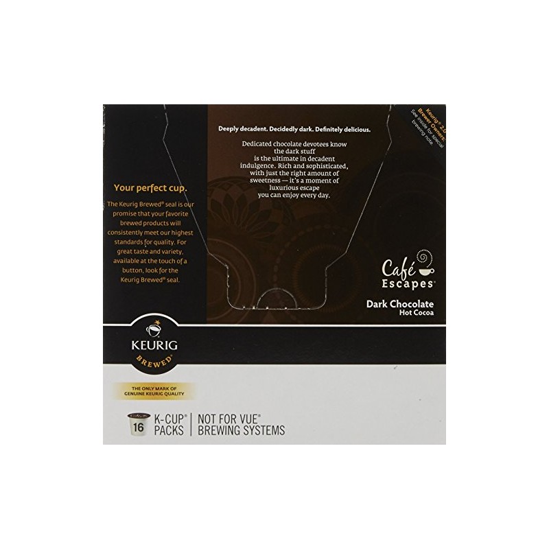 Cafe Escapes Dark Chocolate Hot Cocoa Keurig K-Cups, 16 Count