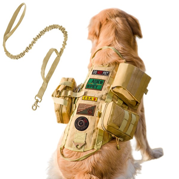 Tactical Dog Harness for Large Medium Dogs with Hook &