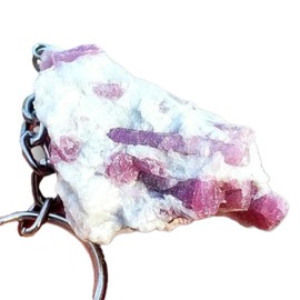 Pink Tourmaline Matrix in Quartz A Grade Cluster Raw Natural Rough Crystal Healing Gemstone Specimen key chain Stone - 1pc