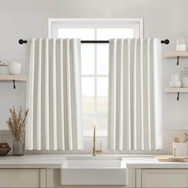 UHITECH 36 Inch Long Short Blackout Curtains for Bedroom Linen Cafe Curtains Black Out for Small Window 2 Panels Set Back Tab Drapes Thermal Insulated