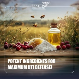 NATION HEALTH MD UroBliss Formula for Urinary Tract Support - D Mannose 1000mg Capsules with Cranberry Extract for Feminine Care and UTI-Health, 60 Capsules