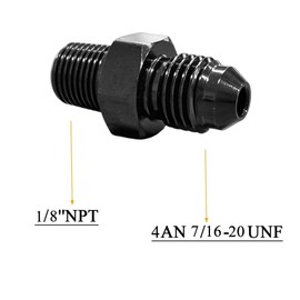 4AN Male Flare to 1/8'' NPT Male Hose Pipe Fitting Adapter Union Connector Aluminum Straight Black Anodized 2PCS