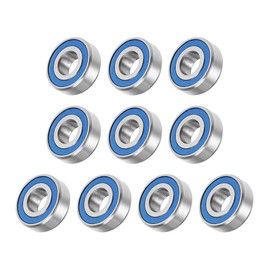 METALLIXITY Deep Groove Ball Bearings (MR125-2RS, 5mm x 12mm x 4mm) 10Pcs, Chromium Steel Double Sealed Industrial Bearings - for Industrial Micro Motor, Blue