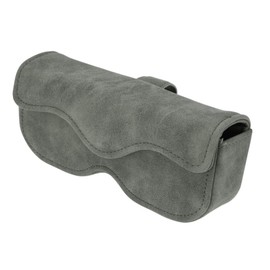 X AUTOHAUX Car Sunglasses Case with Magnetic Universal Sun Visor Sunglasses Holder for Car Sheep Fur Gray 16.5x7cm 1 Pcs