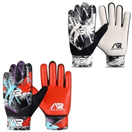 Arsh 2 Pack Soccer Goalie Gloves (Red/White, Size 4 Suitable for 6-9 Years)