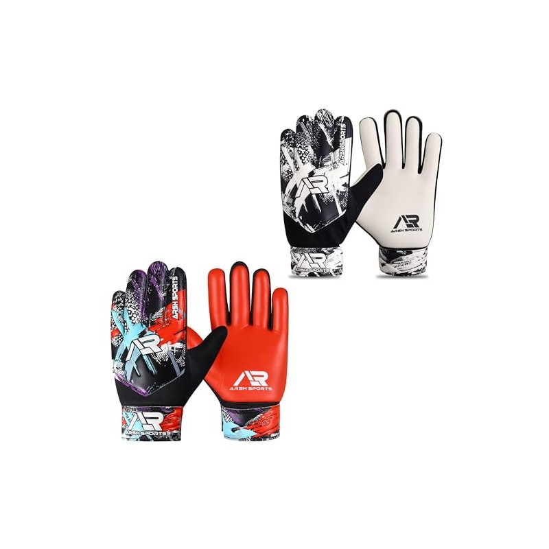 Arsh 2 Pack Soccer Goalie Gloves (Red/White, Size 4 Suitable