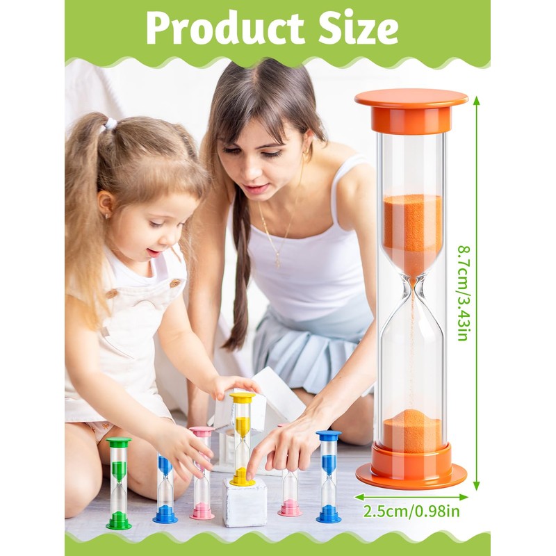 15Pcs 5 Min Sand Timer,Plastic Hourglass Visual Sand Clock Colorful