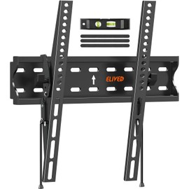 ELIVED UL Listed Tilting TV Wall Mount Bracket, Universal TV Mount Low Profile for 26-55 Inch Flat Screen TVs, Easy to Install with Tilting Knob, Fits 12"/16" Studs, Max VESA 400x400mm, 99 lbs.