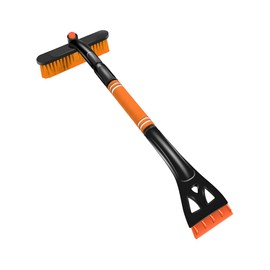 Wevdn Car Snow Brush with Ice Scraper, Detachable Stretchable Snow Scraper with 360° Rotatable Brush, Automotive Multi-Functional Snow and Ice Removal Tool, Car Accessories (Orange)