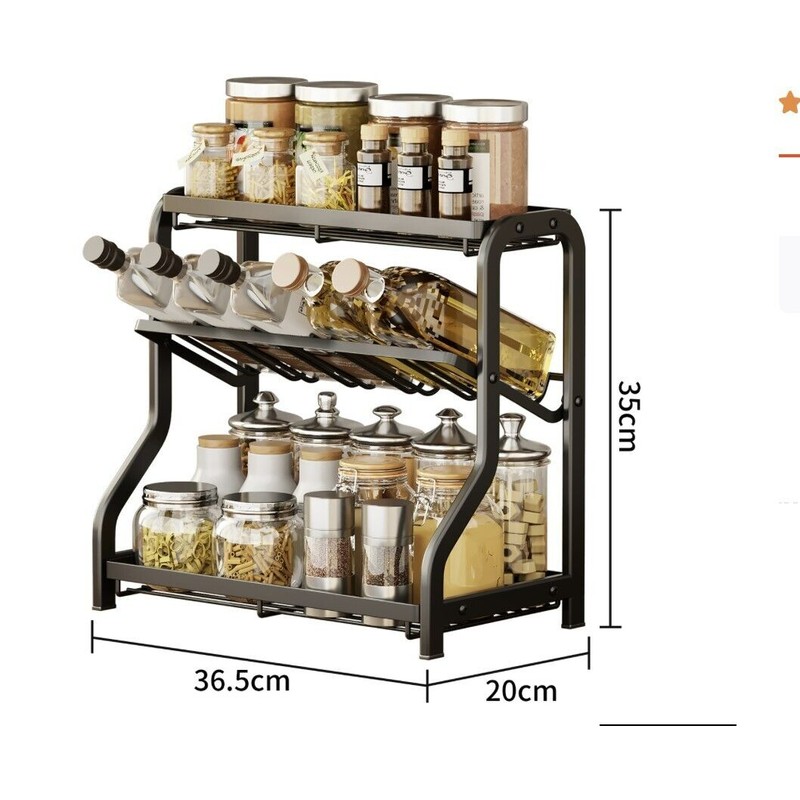 Bliss Star Spice Rack Organizer Countertop Holder, 3-Tier Standing Large