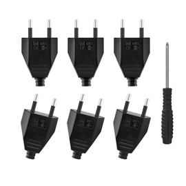 Pieces Euro Coupling Flat, Euro Coupling 230 V Flat, Schuko Coupling Flat, Euro Plug Flat for Schuko Plug Flat (White), Coupling 230 V (Black, 6 Pieces)